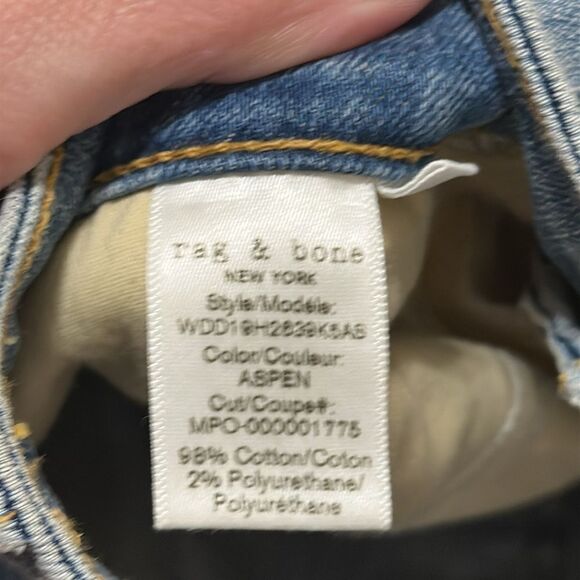 NWT Rag & Bone Nina High Rise Ankle Skinny Distressed Blue Jeans size 25 (Aspen) - Picture 11 of 12